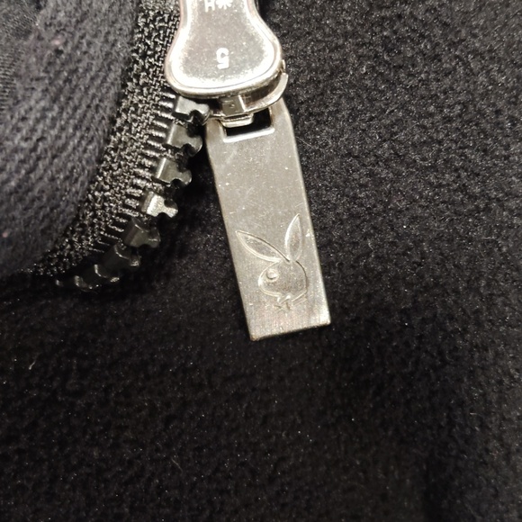 Playboy Double Header Embroidered Sherpa Jacket in Black Size Medium - Picture 8 of 10